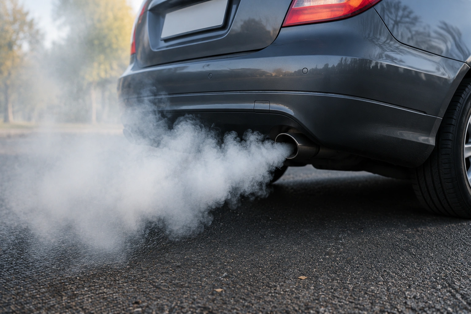 white smoke from exhaust]