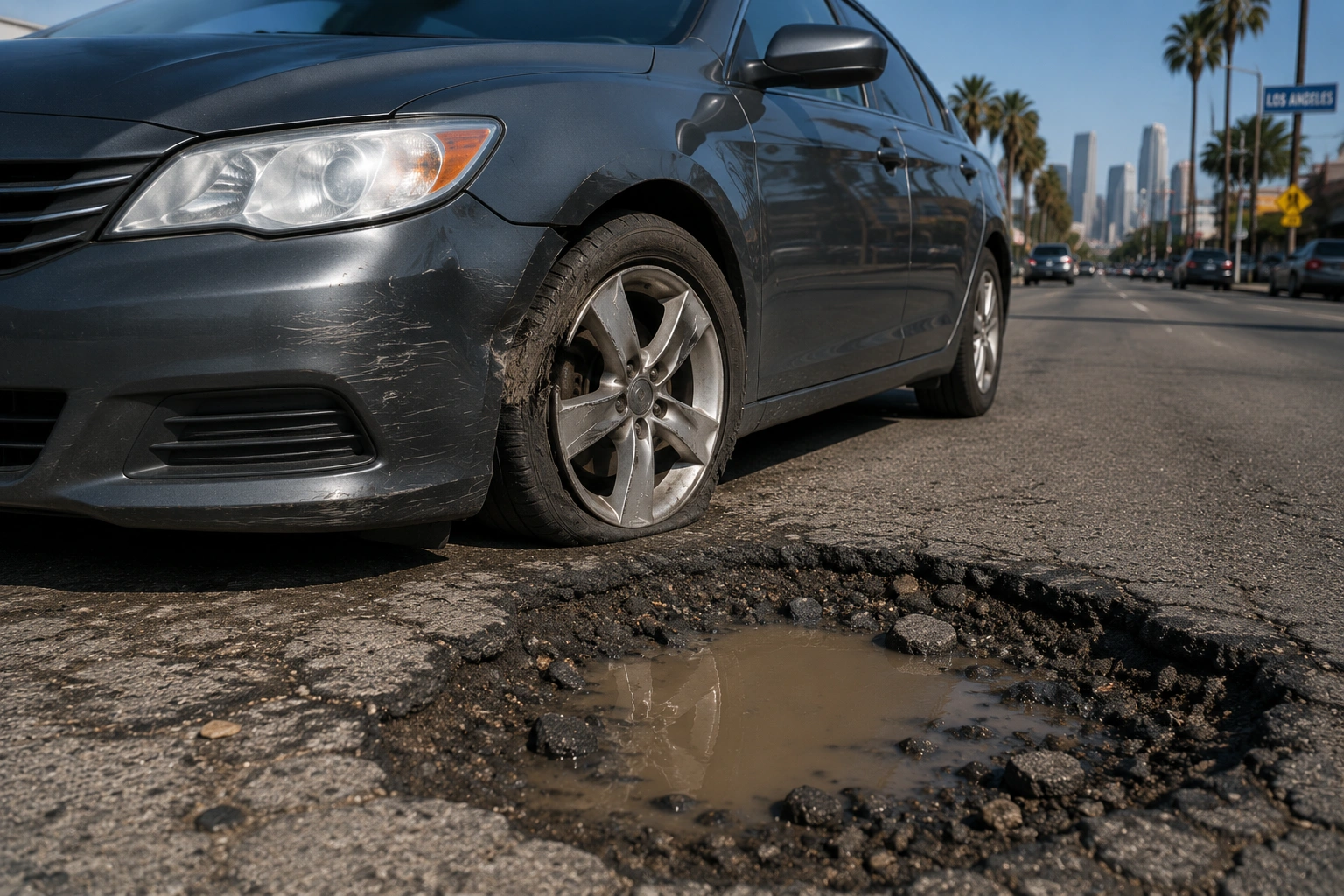 pothole damage car Los Angeles]